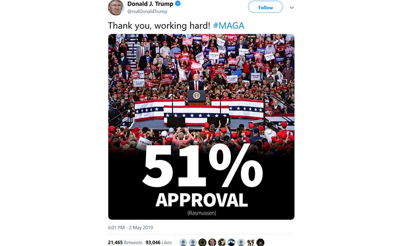Trump Rasmussen Poll Twitter Post